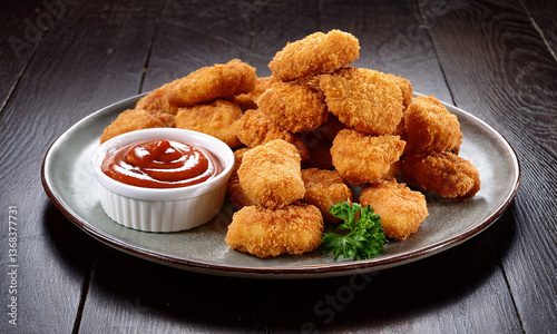 deep fried chicken nuggets on white plate