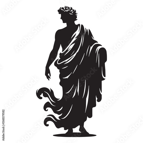 Hallowed Apollo silhouette, master of prophecy - Apollo illustration - Apollo vector - Greek god silhouette

