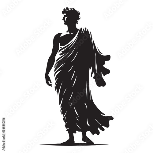 Regal Apollo silhouette, son of Zeus and Leto - Apollo illustration - Apollo vector - Greek god silhouette

