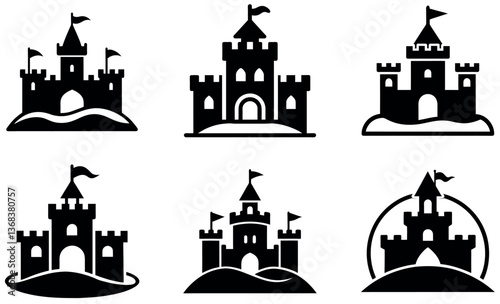 Simple Black Sandcastle Icons
