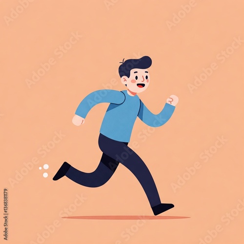 Running Man Illustration, Action Pose