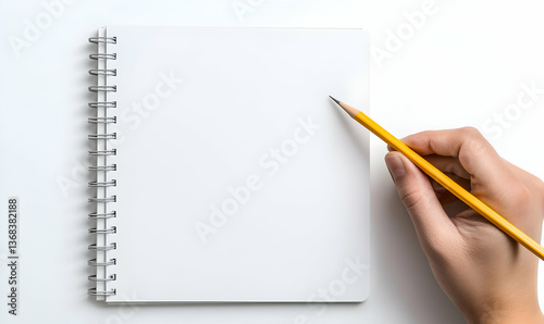 Wallpaper Mural Blank Notebook and Pencil on a Minimalist White Background Torontodigital.ca