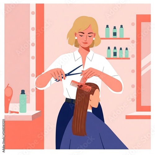 Hairdresser cartoon illustration 