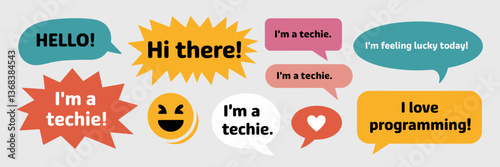 Vector sheet illustration of speech bubbles with text and emojis – Ideal for social media content, digital communication, or emotive messaging visuals.