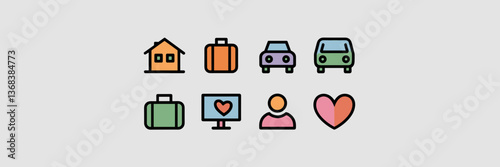 Vector icon sheet – Great for travel, real estate, and lifestyle-related content.