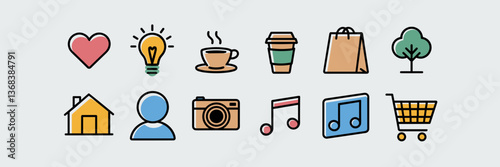 Minimalist vector icon sheet – Great for e-commerce, mobile apps, or user interface design.