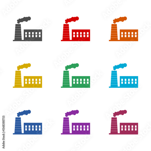 Factory icon isolated on white background. Set icons colorful