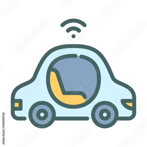 Self Driving Car filled outline icon. smart car color line illustration.
