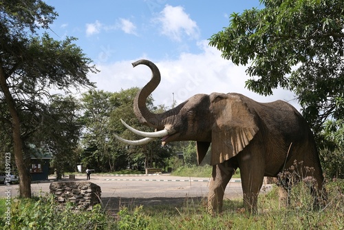 Obraz na płótnie A model of an elephant at the entrance to Arusha National Park. Tanzania w salonie