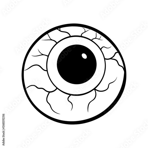 Creepy eyeball with veins silhouette illustration