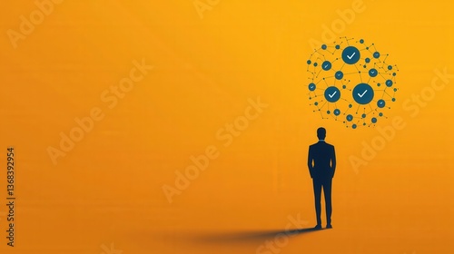 Human silhouette with data encryption overlay