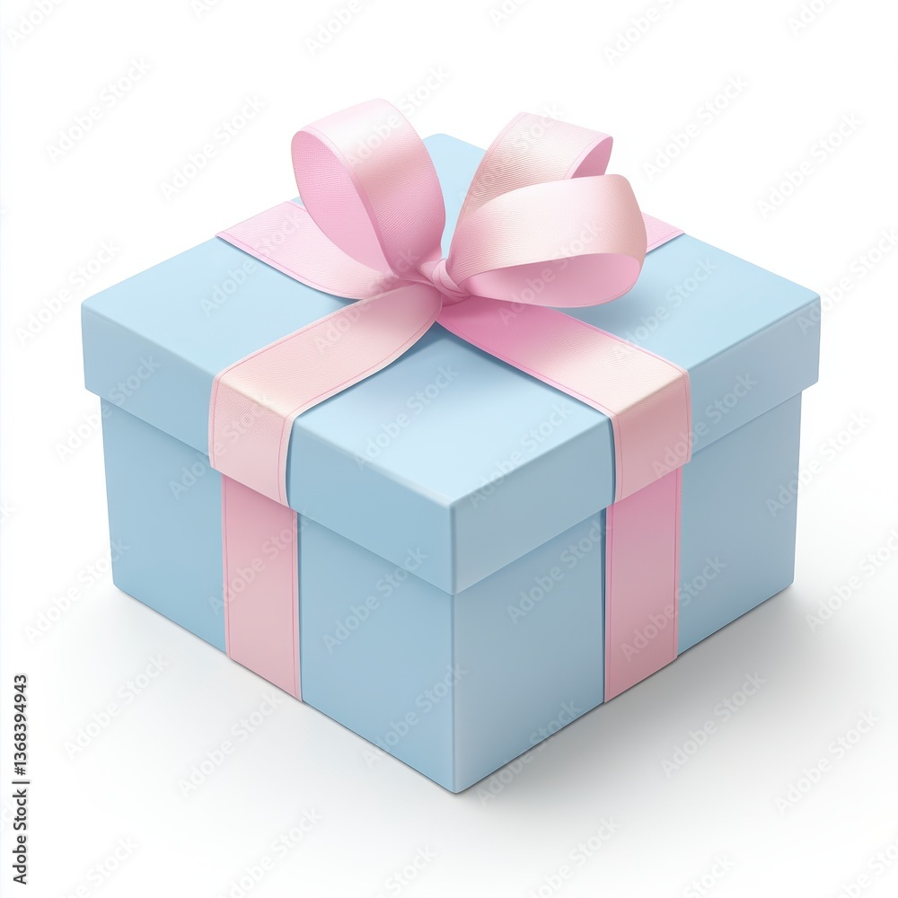 Light Blue Gift Box with Pastel Pink Ribbon and Bow Light Blue Gift Box with Pastel Pink Ribbon and Bow