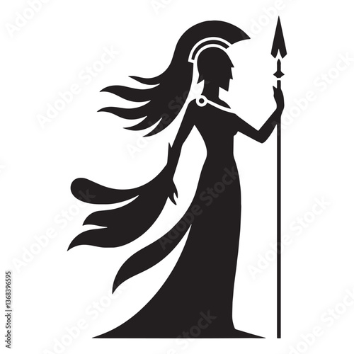 Eternal Athena silhouette, revered in Greek mythology - Athena illustration - Athena vector - Greek goddess silhouette

