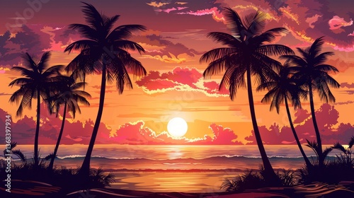Sunset on Tropical Beach