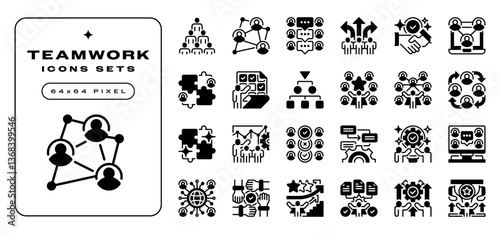 Simple Set of Teamwork Related Vector Line Icons. Contains such Outline Icons as Collaboration Network, Problem Solving, Remote Teamwork and more.