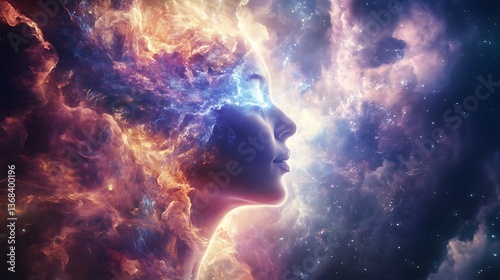 A psychic medium in deep trance, surrounded by ethereal glowing energy, channeling future predictions 