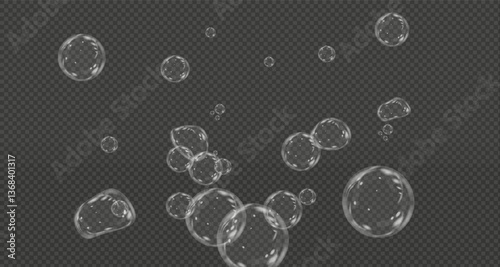 Set of multicoloured soap bubbles. On transparent background.Vector illustration.EPS . Flying air soap bubbles. Vector illustration.PNG