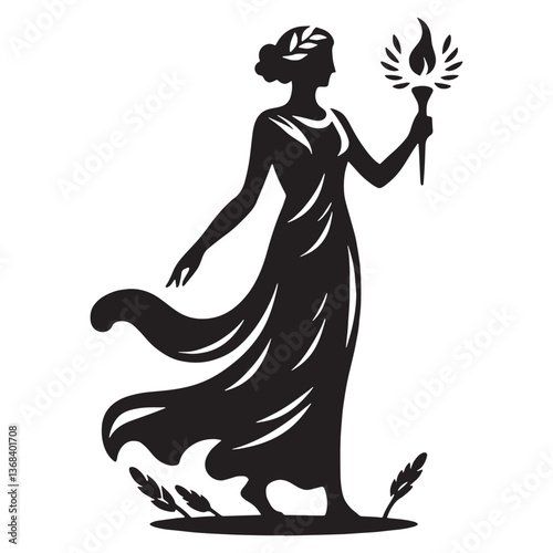 Majestic Demeter silhouette, symbol of fertility and grain - Demeter illustration - Demeter vector - Greek goddess silhouette

