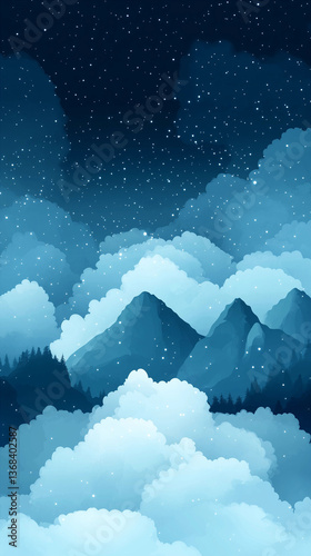 Vertical sky with constellations for mobile phone screens.