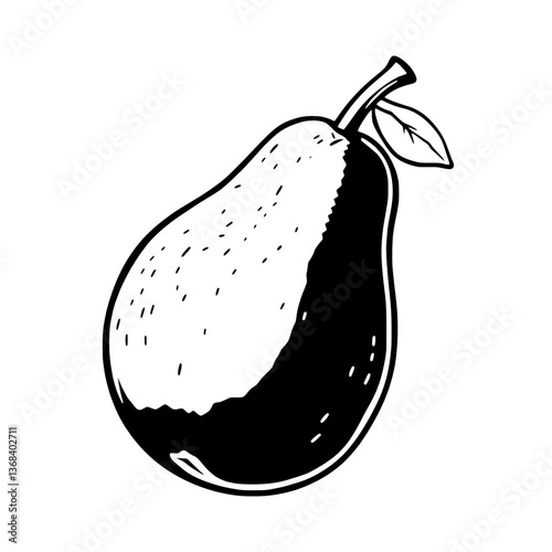 A Simple Black And White Illustration Of A Pear