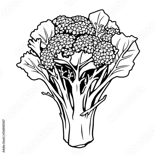 Fresh Green Broccoli Vegetable Illustration Drawing