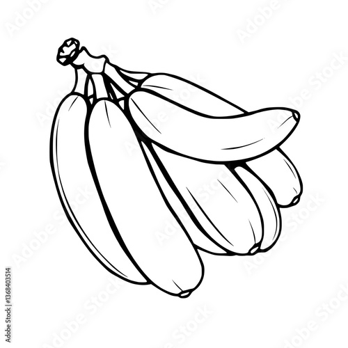 Line Art Illustration Of A Bunch Of Bananas