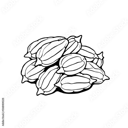 A Pile Of Striped Gourds A Simple Line Drawing