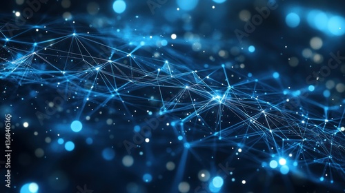 Abstract blue network connecting points, representing technology or science.