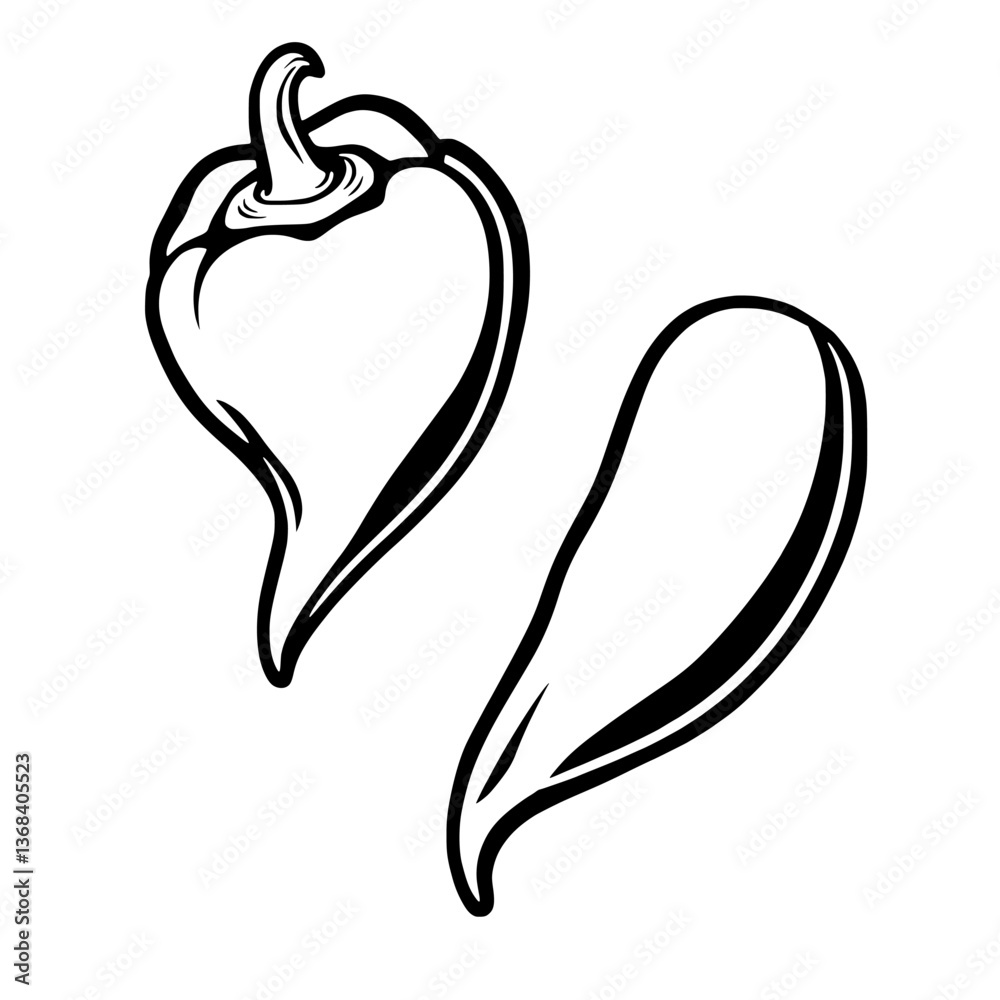 Illustration Of Two Pale Green Bell Peppers Illustration Of Two Pale Green Bell Peppers