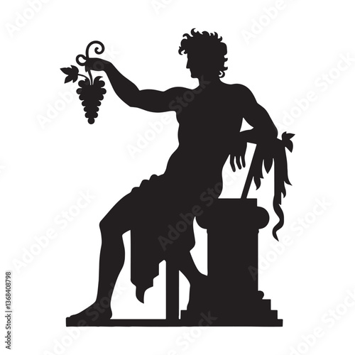 Ethereal Dionysus silhouette, the enigmatic Olympian deity - Dionysus illustration - Dionysus vector - Greek god silhouette

