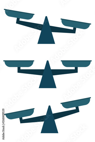 Scales balance set. Measuring weight tool. Law and justice concept. Equilibrium symbol illustration.