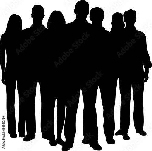 Silhouette of a Male Executive Leader Supporting His Team. Reflecting Unity and Diversity in an Organization