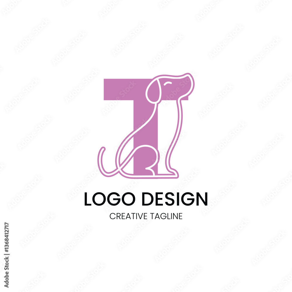 minimalist logo design with a combination of the letter t and a dog minimalist logo design with a combination of the letter t and a dog