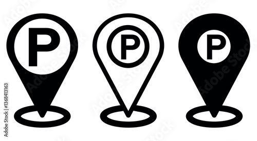 Parking vector icons set. Parking space. Public parking vector icon. Parking icon set