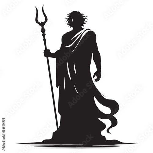 Dark Hades silhouette, the unseen ruler - Hades illustration - Hades vector - Greek god silhouette

