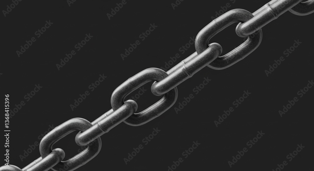 Fototapeta premium A strong, unwavering chain symbolizes resilience and interconnectedness against a stark, dark backdrop.