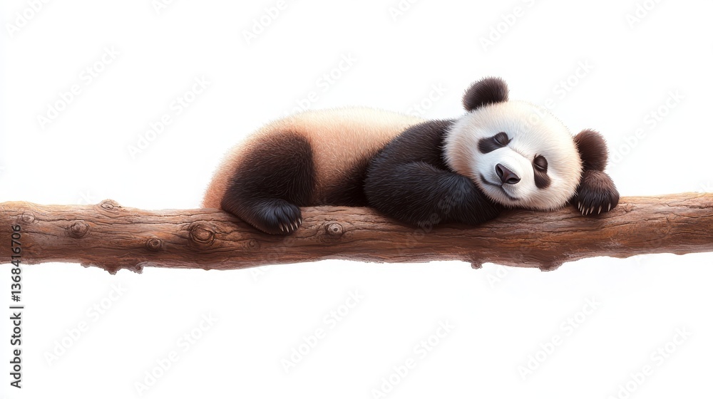 Obraz premium Relaxed panda lounging on a tree branch