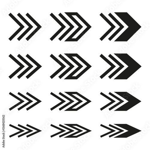 Fast forward arrows. Speed motion symbol. Acceleration direction icon. Vector illustration.