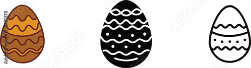 Easter Egg Designs Brown, Black, and Outline Variations