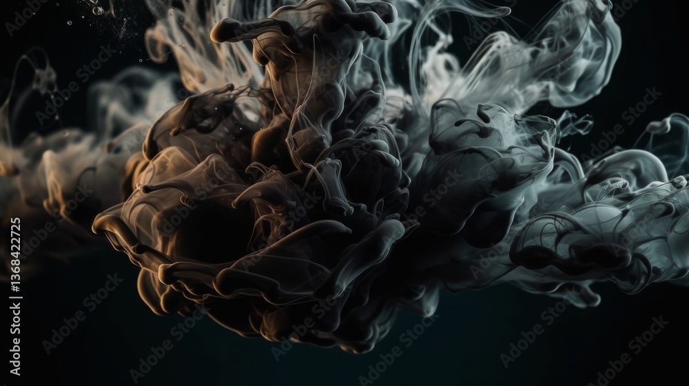 Fototapeta premium Abstract smoke swirl in dark background.