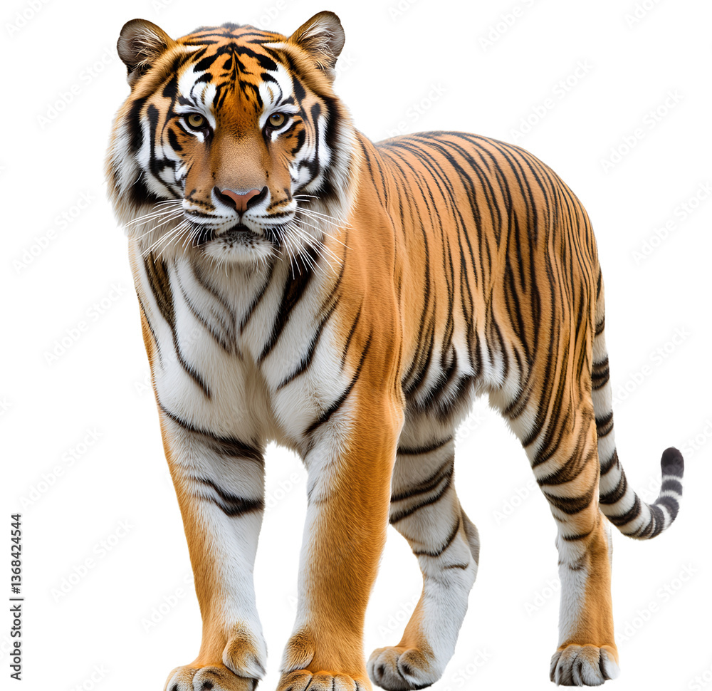 Fototapeta premium Full-body tiger, isolated on a transparent background, PNG 