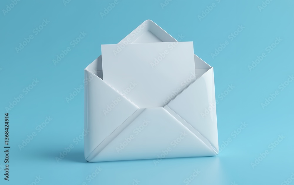 3D Open Envelope with Blank Letter for Communication and Message Concept 3D Open Envelope with Blank Letter for Communication and Message Concept