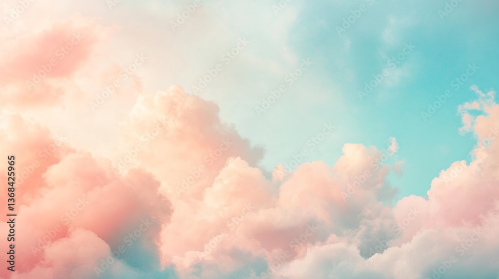 Soft Pink and Blue Clouds in Sky Forming Dreamy and Pastel Background Soft Pink and Blue Clouds in Sky Forming Dreamy and Pastel Background