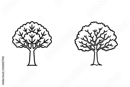 elm icon line art vector illustration