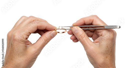  Skilled jeweler working on intricate jewelry isolated on a transparent background