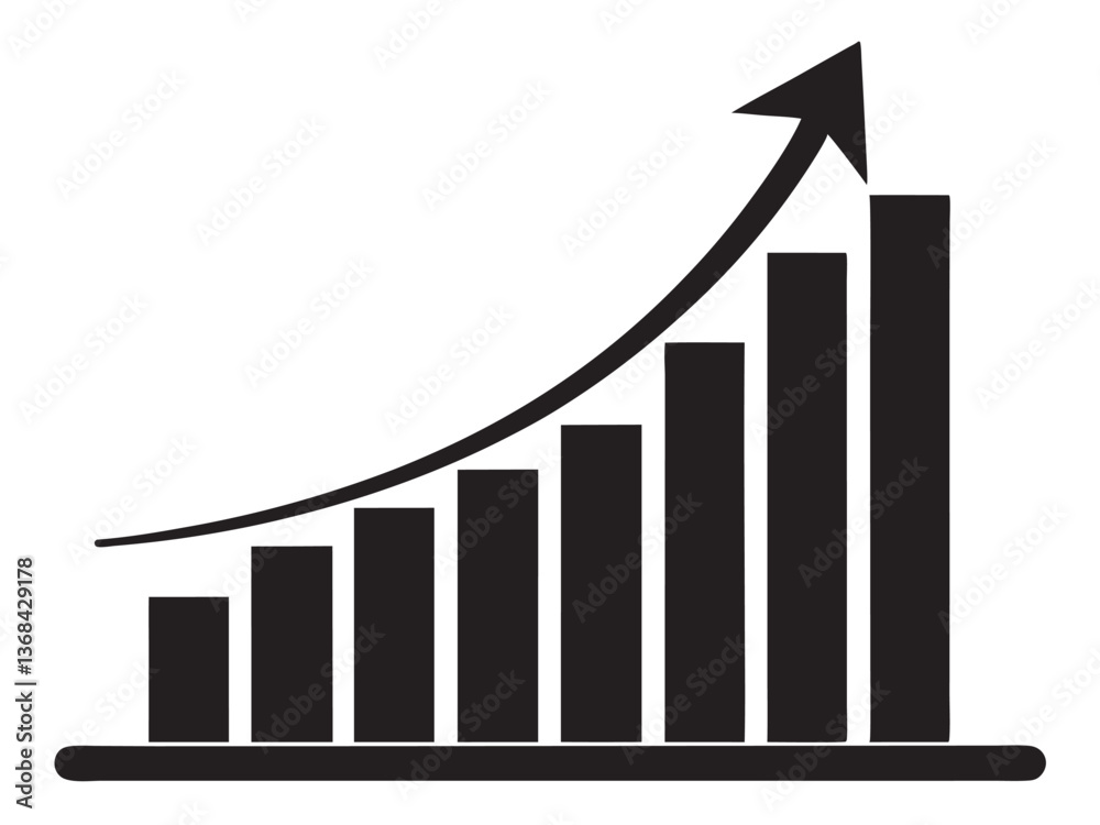Growing graph vector black silhouet llustration on white background
Growing graph vector black silhouet llustration on white background