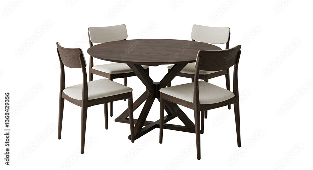 Table with Four Chairs on Transparent Background Table with Four Chairs on Transparent Background
