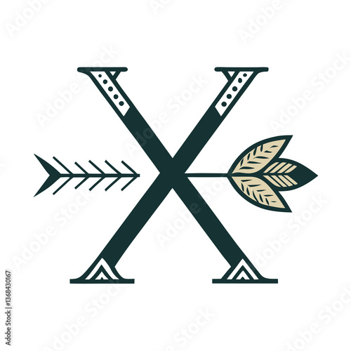 Bohemian Chic X Letter Vector Logo Design Template Use Any Purpose