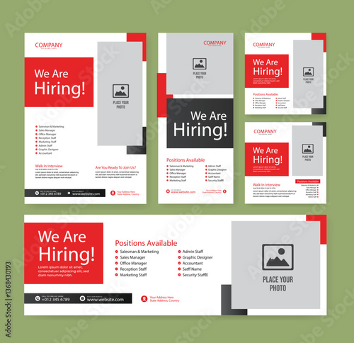 We are hiring job vacancy social media post and banner set design template