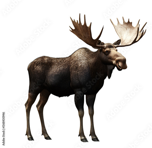 Wallpaper Mural Full-body, realistic moose clipart on a white background Torontodigital.ca